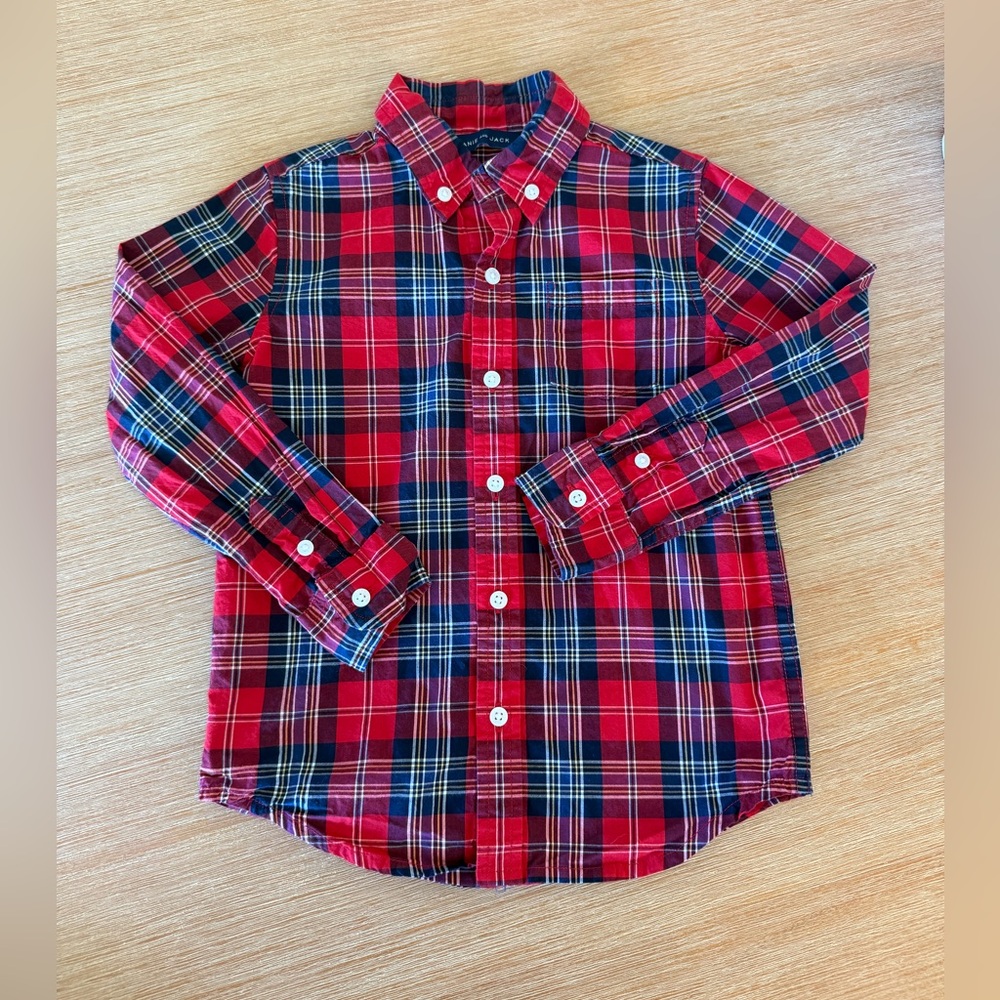 Janie and Jack Boys Red Plaid Shirt Size 4 Years